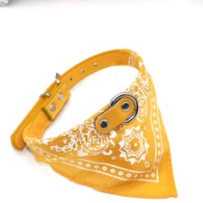 Adjustable Pet Dog Bandana with Leather Collar Neckerchief Puppy Cat Neck Scarf