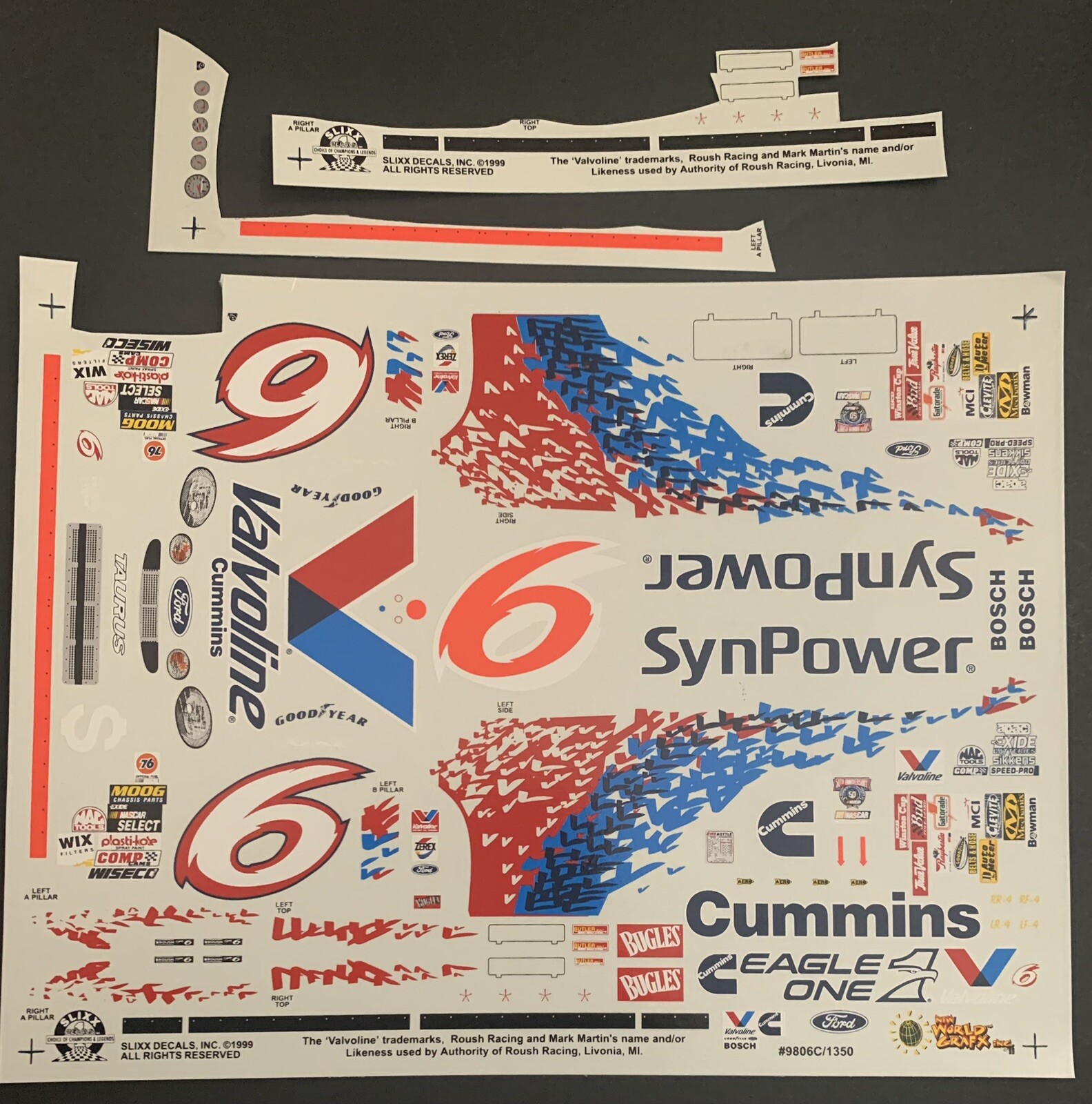 SYNPOWER CUMMINS Mark Martin 6 NASCAR Decal 413 SLIXX 1/24 Model Car