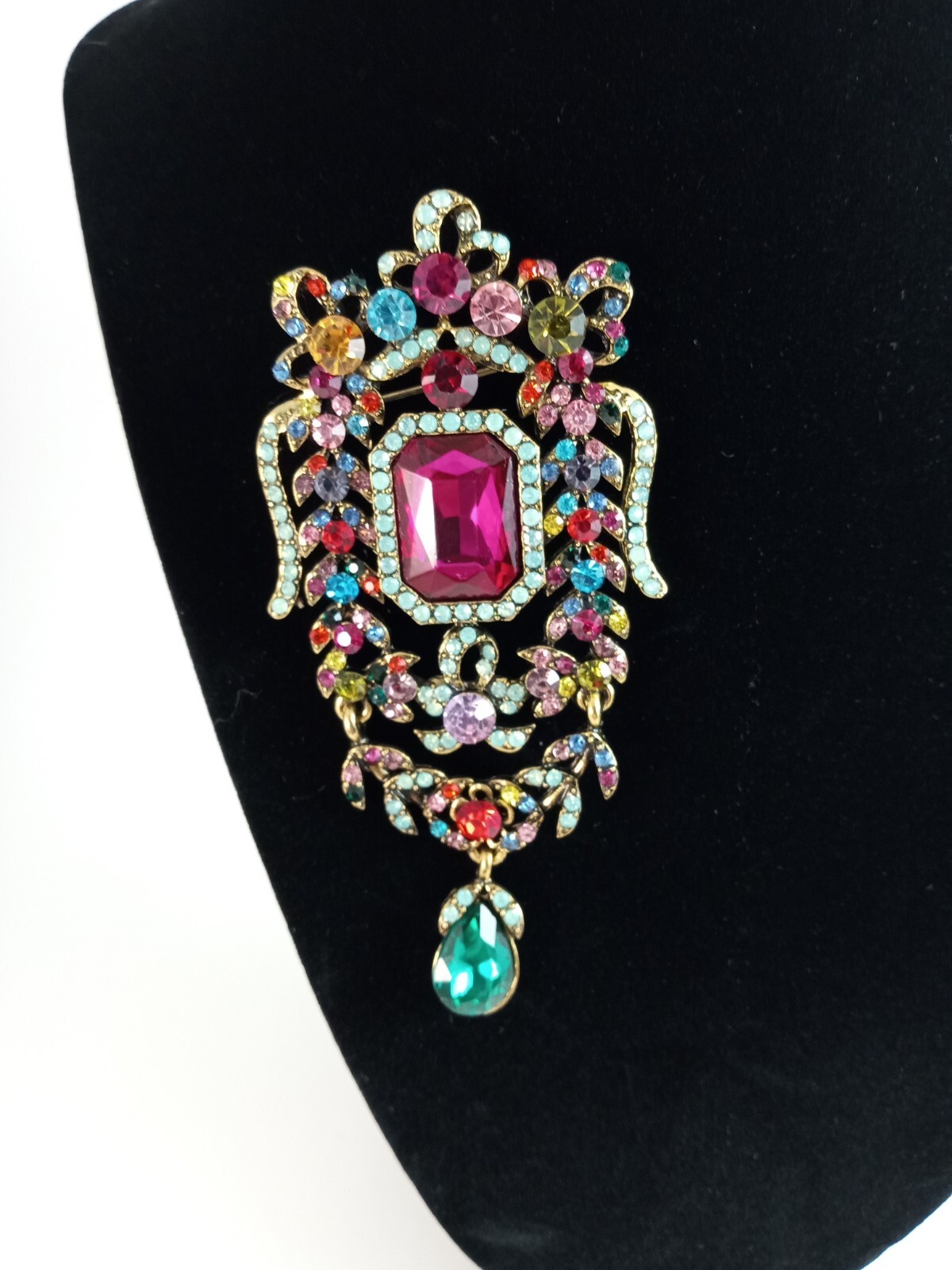 Massive Multicolor Crystal Rhinestone Brooch 3.5"… - image 2