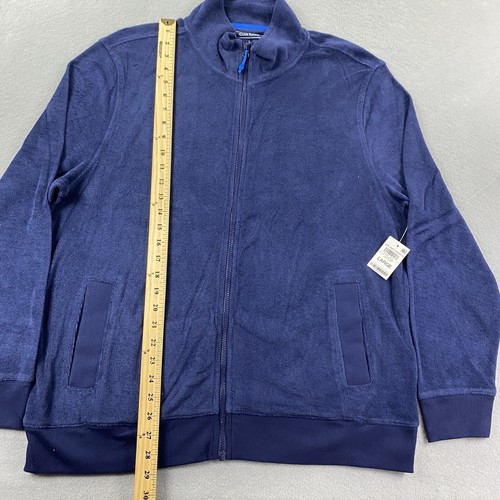 Club Room Sweatshirt Mens Large Blue Full Zip Mock Neck Long Sleeve Terry - Picture 6 of 7