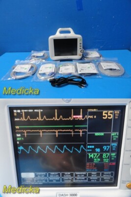 GE Dash 3000 Multiparameter Monitor (Masimo SpO2 IBP ECG NBP CO2 Print )~34321