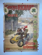 Rare affiche ancienne Automobile Georges Richard par Behel debut 1900