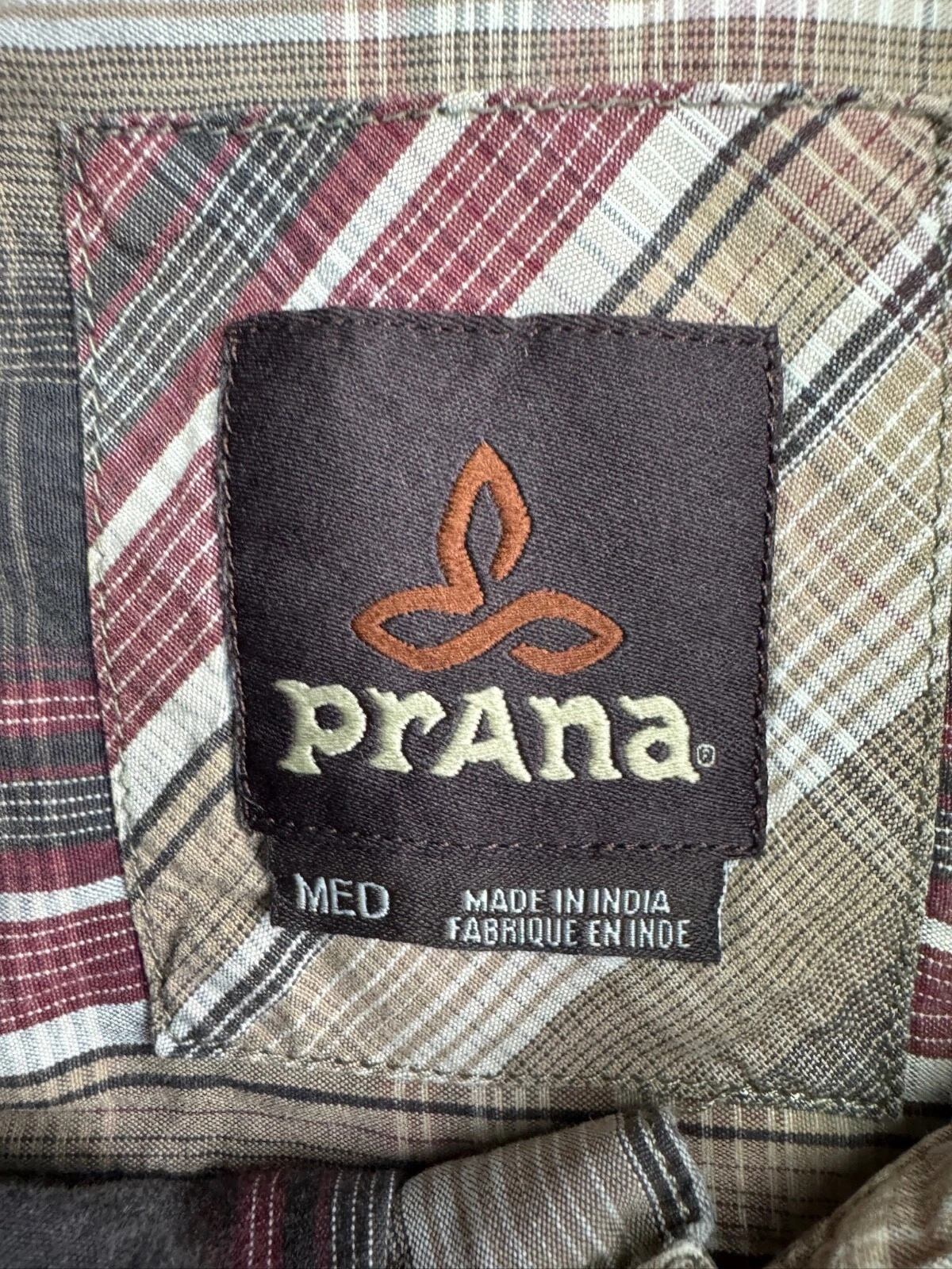 prana plaid long sleeve snap up pockets cotton shirt
