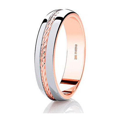  9 Karat Rose & Weiß gestempelt zweifarbig gemustert Gold 5 mm Hochzeitsband