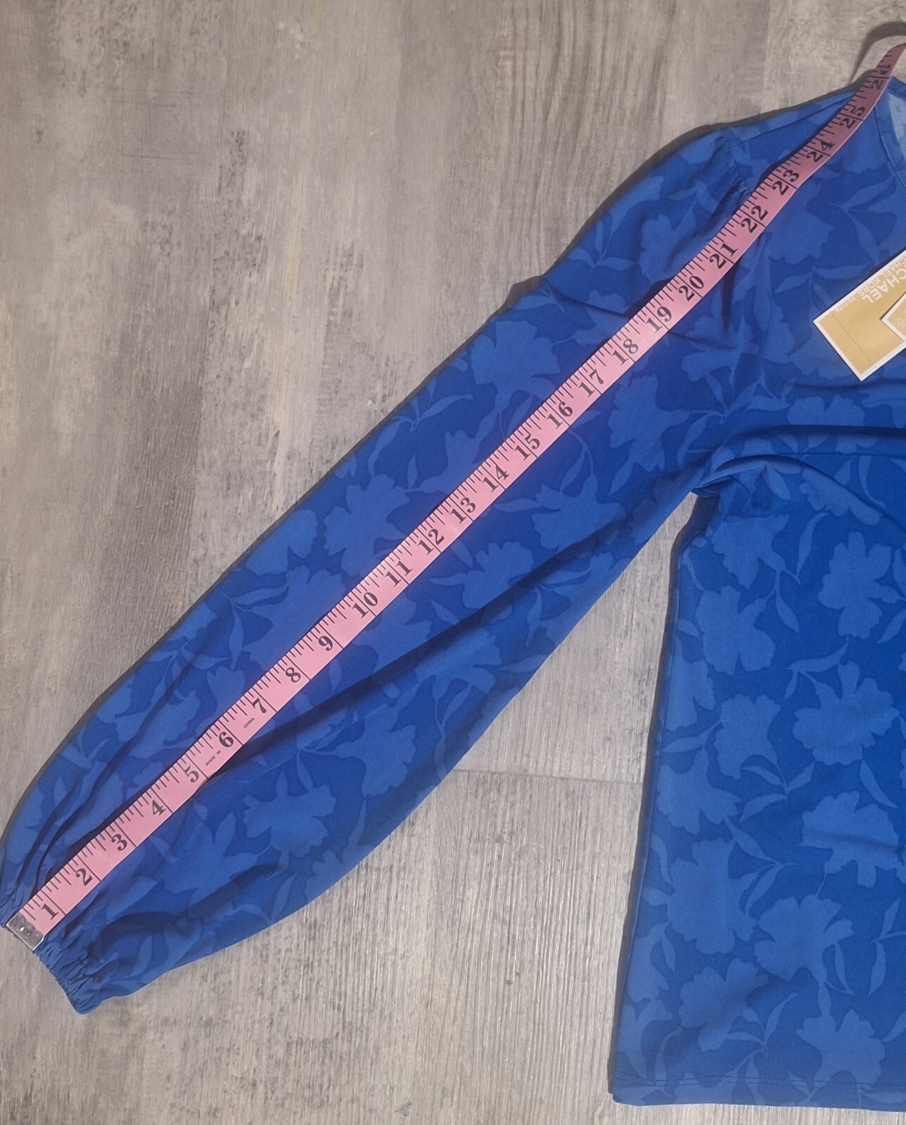 Michael Kors Women's P/S Petite Small Grecian Blue Floral Blouse Longsleeve  thumbnail 9