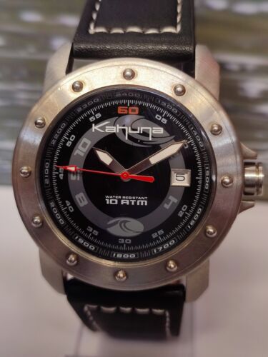 KAHUNA QUARTZ BLACK & GRAY DIAL 10575 MEN'S FULL WORKING CONDITION VINTAGE WATCH