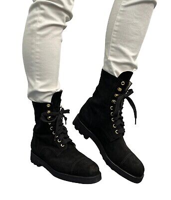 CHANEL Vintage CC Logo Short Boots #37 US 6.5 Suede Black CHANEL Vintage CC Logo Short Boots #37 US 6.5 Suede Black
