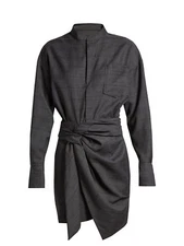 ISABEL MARANT Etoile Check Nola Twist Pleated Faux Wrap Shirt-Dress 40 = 8 / M