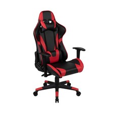 LeatherSoft Racing Gaming Chair w/ Lumbar Pillow, Reclining, Red/Blk