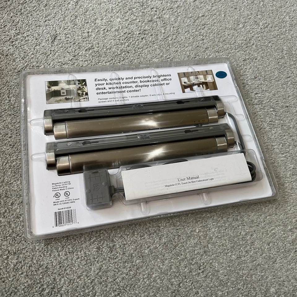 2 Pack Megabrite CCFL Touch On Slim Linkable Under Cabinet Light 13.5" New NOS - Image 2 of 3