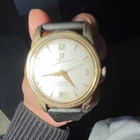 OMEGA Seamaster Calendar Automatic Gold-Plated Vintage Watch Black Leather Strap