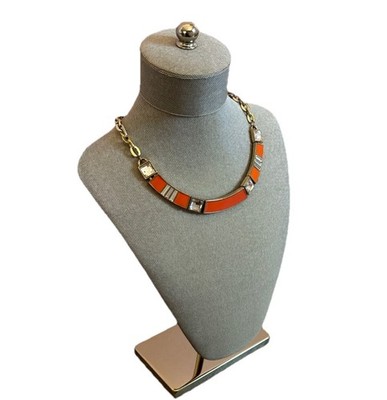 Express Orange and Gold Statement Necklace Gold Tone Chain