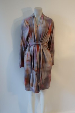 Womens Bumble Bella by Jill Martin Lavender Dreamy Watercolor Jersey Spa Robe M