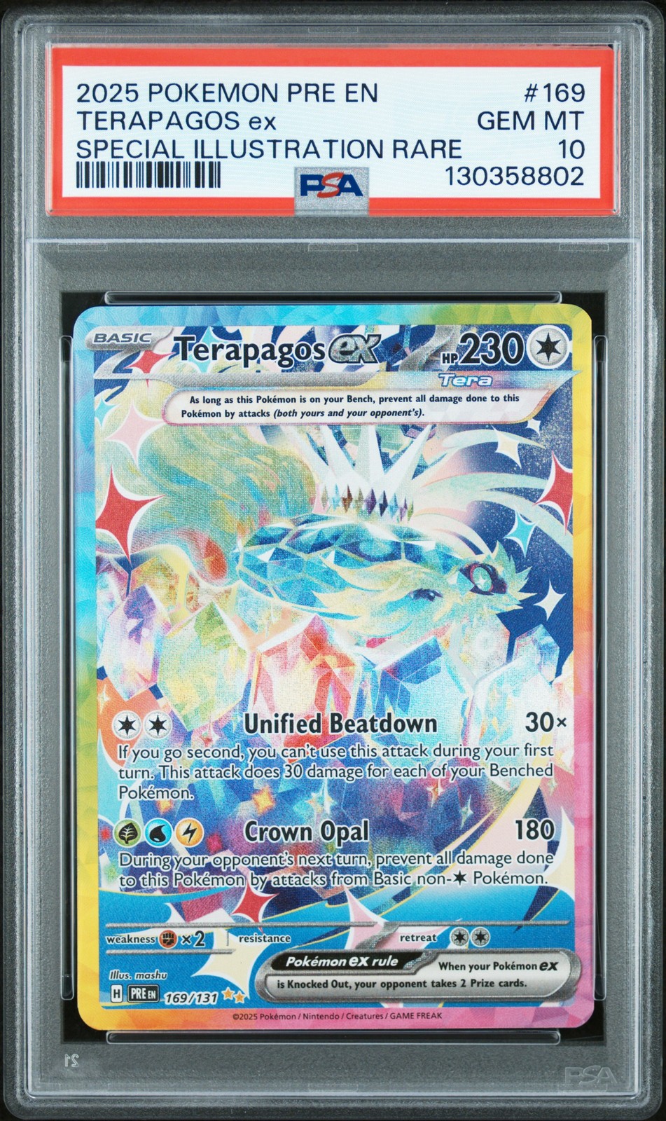 2025 POKEMON PRE EN-PRISMATIC EVOLUTIONS #169 TERAPAGOS EX PSA 10