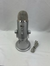 Blue Yeti USB Desktop Condenser Microphone Silver Mute Switch 3.5mm TRS - Tested
