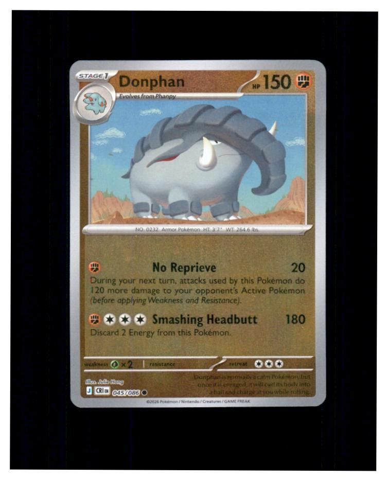 Donphan Reverse Holo Common ME04: Chaos Rising 045/086 NM
