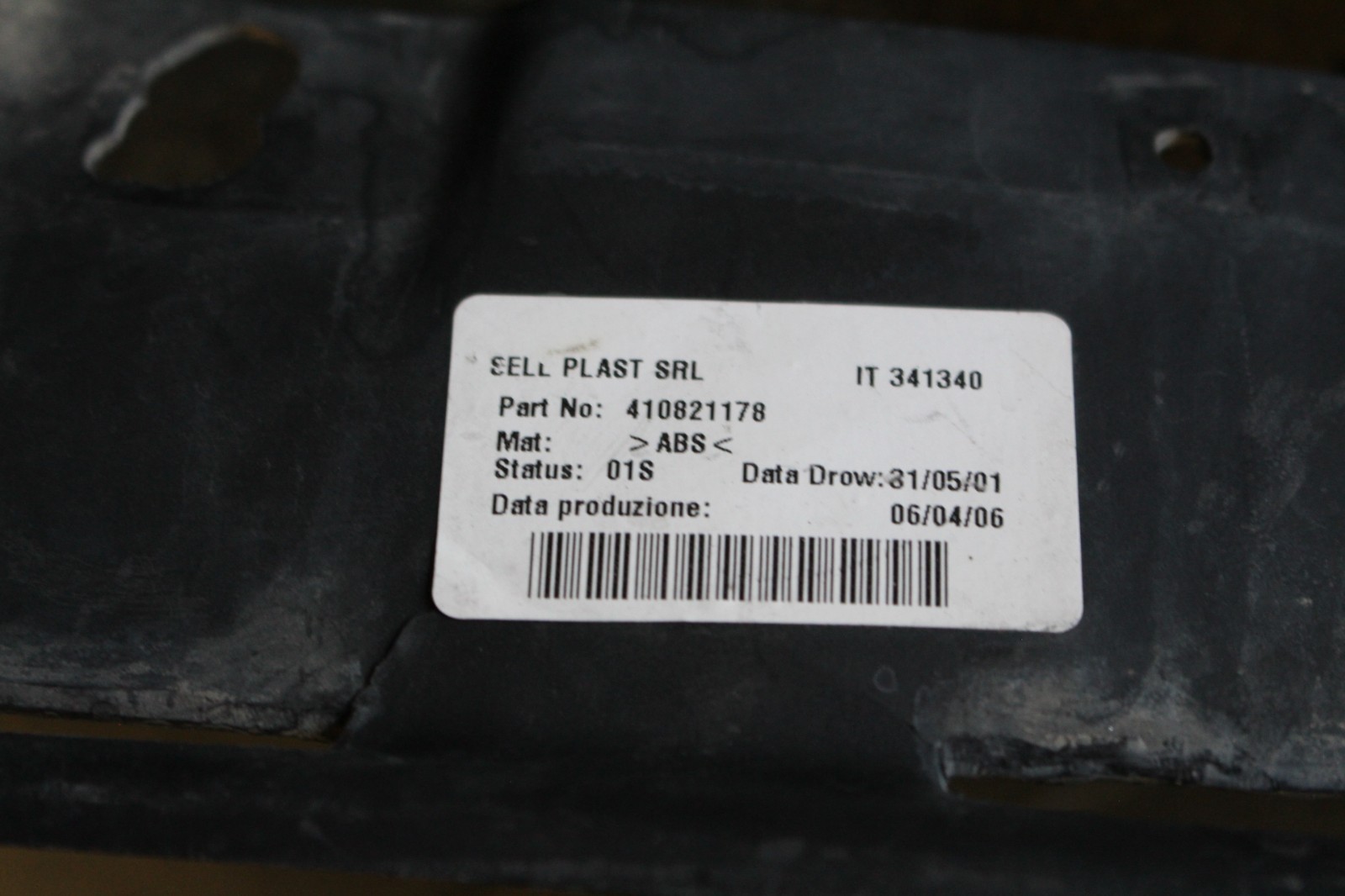 Lamborghini Murcielago RH Front Fender Liner Upper Section, Dmg, P/N 410821178