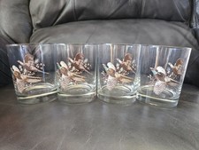 4x Vntg PHEASANTS Bird Old Fashioned Rock Gla...