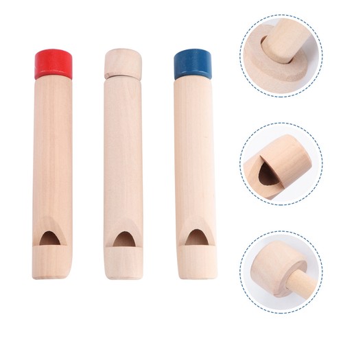 3 Pcs Children Wooden Whistles Voice Change Pull Push Flutes Musical Instruments