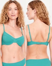 Old Navy Women  s Textured Underwire Balconette Swim Top Blue Wing Teal Size XS