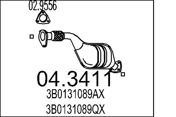 Catalyseur MTS 04.3411 pour Audi VW Skoda en acier inoxydable