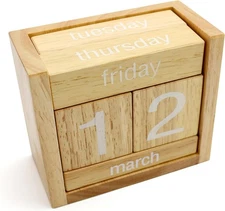 BSIRI Wooden Desk Calendar - Mini Decor Perpetual Large, Dark Brown