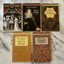 LOT OF 5 DOVER THRIFT  EDITIONS/ PLAYS / SHAKESPEARE, ROSTAND,SCHILLER, & MORE 