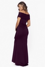 Xscape Women's Purple Off Shoulder Ruffle Maxi Dress Size 4 Formal Party