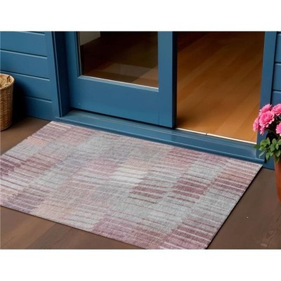 HomeRoots 641440 3 x 5 ft. Merlot & Ivory Striped Washable Transitional Indoo...