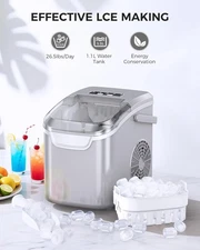 COWSAR Ice Maker Countertop, Portable Ice Machine with Self-Cleaning, Light Gray