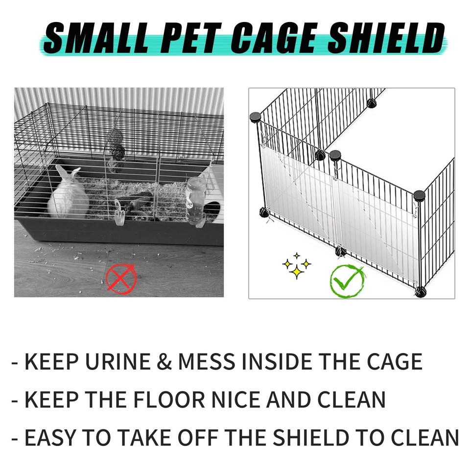 24 Pack Rabbit Splash Guard, 10'' x 8.2'' Pet Plastic Pee Shields Liner ...
