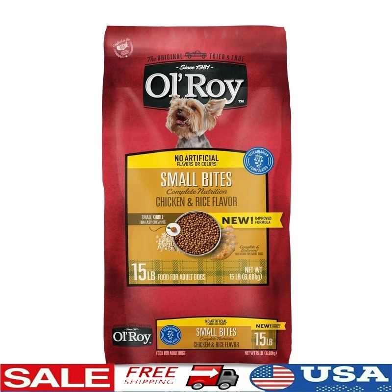 Chicken & Rice Flavor Small Bites Dry Dog Food Complete Nutrition Adults 15lb US
Opens in a new wind