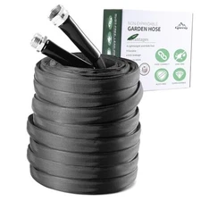 Garden Hose, 50ft Non-Expandable, Lightweight Water Hose, Leakproof Black_50FT