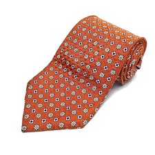 Orange Floral Silk Tie Daisy Pattern Spring Easter USA Executive Collection