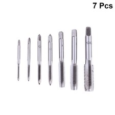 7Pcs Metalworking Thread Screw Taps Kit Silver Durable Bearing Steel Hand Tools