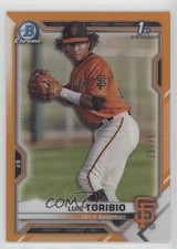 2021 Bowman Chrome Yellow Refractor (Misprinted Orange) 33/75 Luis Toribio 2y0