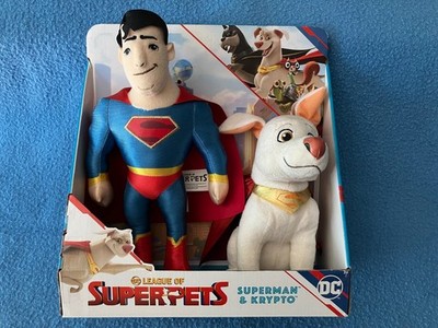 SUPERMAN & KRYPTO League of Superpets Plush Set DC Just Play 2022 NEW