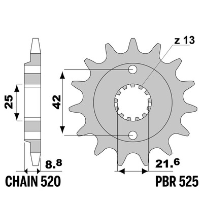 KAWASAKI ZX 400 1984-1987 vorne ritzel PBR Tonhöhe 520 16 Zähne