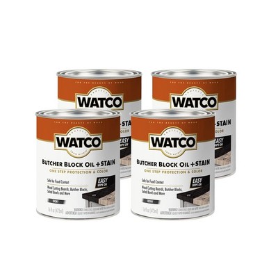 Watco 359023 Butcher Block Oil Plus Stain, 4 Pack, Ebony, 64 Fl Oz