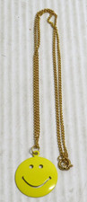 Vintage 1960s Smiley Face Necklace Pendant Chain Hippie Novelty H5