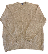 Men's Burberry Italy Pure New Wool V-neck Sweater Size Large Excellent