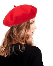 Women Wool Beret Hat, Classic French Artist Hat, Winter Warm Hat for Ladies Red