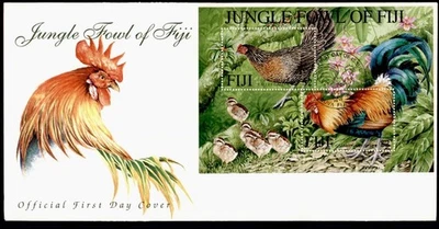 DR WHO 2001 FIJI FDC JUNGLE FOWL POLLO S/S R55837 - Imagen 1 de 2