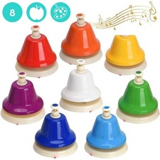 Buntes 8-Noten Handglockenset mit Geschenkbox Regenbogenfarben Handglocke Musik