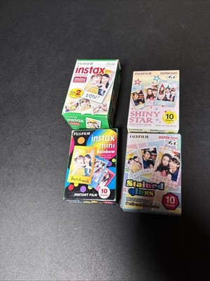Lot Of 4 Fujifilm Instax Picture Instant  Mini Rainbow Stained Glass Shiny Star