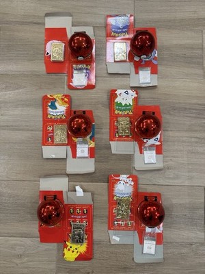 Vintage 1999 Pokemon Gold Plated Cards + Poke Balls Burger King (All 6 Cards)