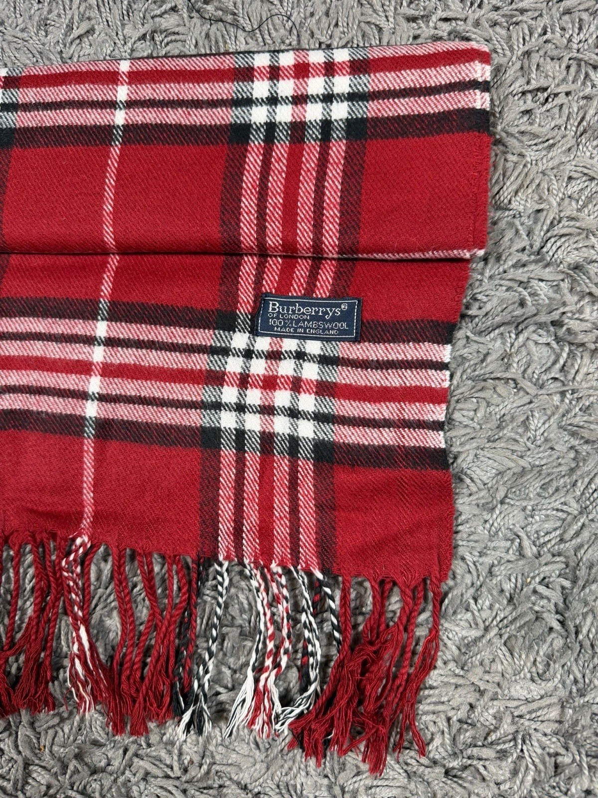 Vintage Burberrys 80s scarf red classic Pattern image 4