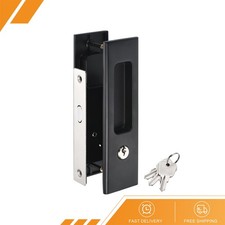 Sliding Door Lock Invisible Recessed Handle Latch Pocket Sliding Key Black