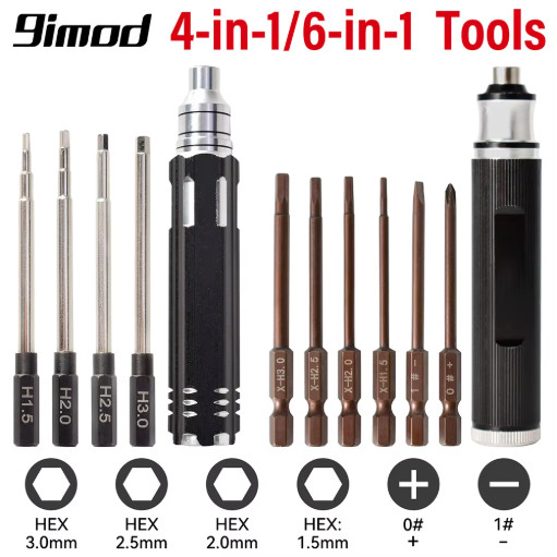 9IMOD RC Hex Driver Set 4-in-1 6-in-1 Allen Screwdriver Repair Tool Kit Black