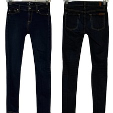 7 For All Mankind The Skinny Jeans Women  s 24 Dark Wash Stretch USA Made